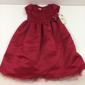Marmellata Girl's Red Dress Rosette Tulle Underlay Fancy Party Holiday Size 4T